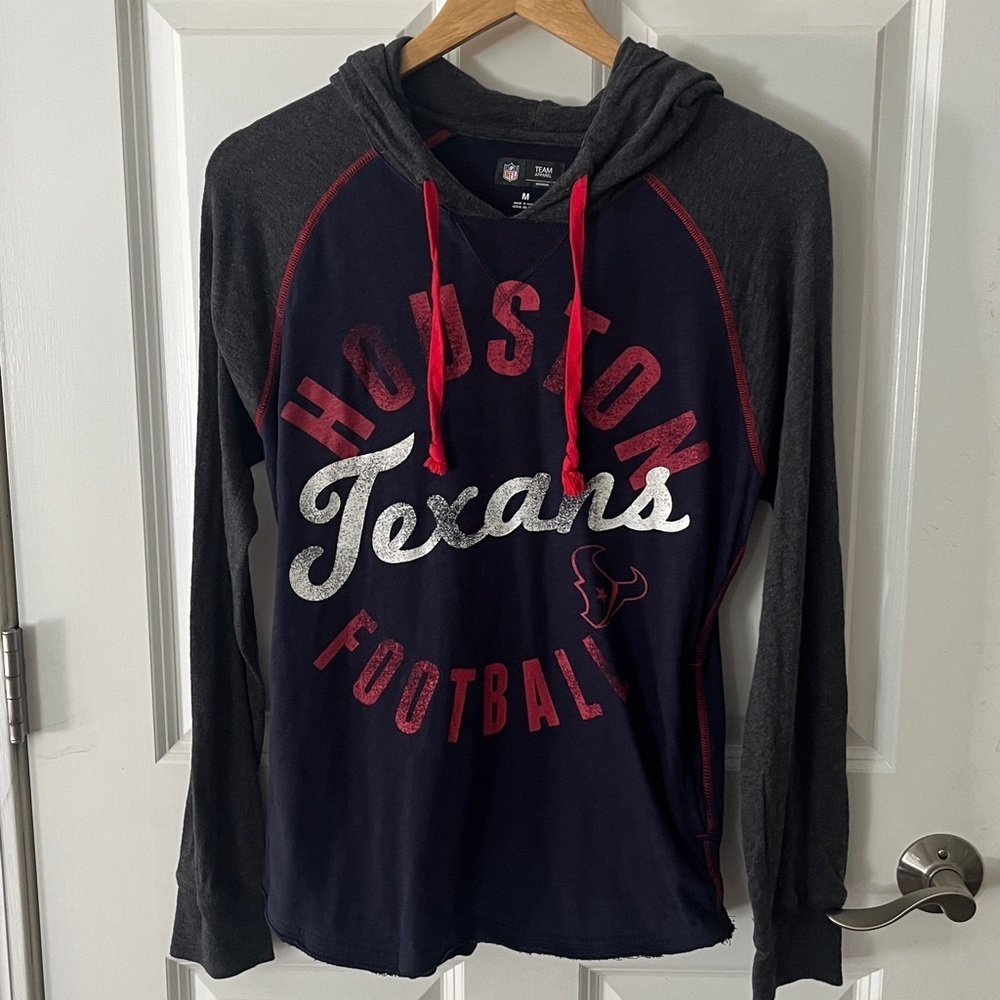 Houston Texas Football NFL Team Apparel Women's Long Sleeve Tee Hoodie Sz med